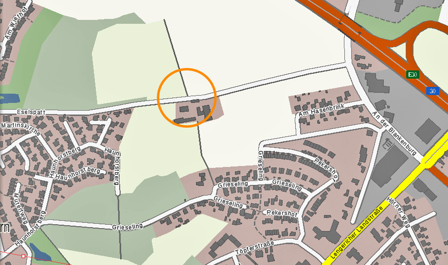 Ort der Schranke: Eselspatt (grafik © 2017 ul, map © openstreetmap & contributors)
